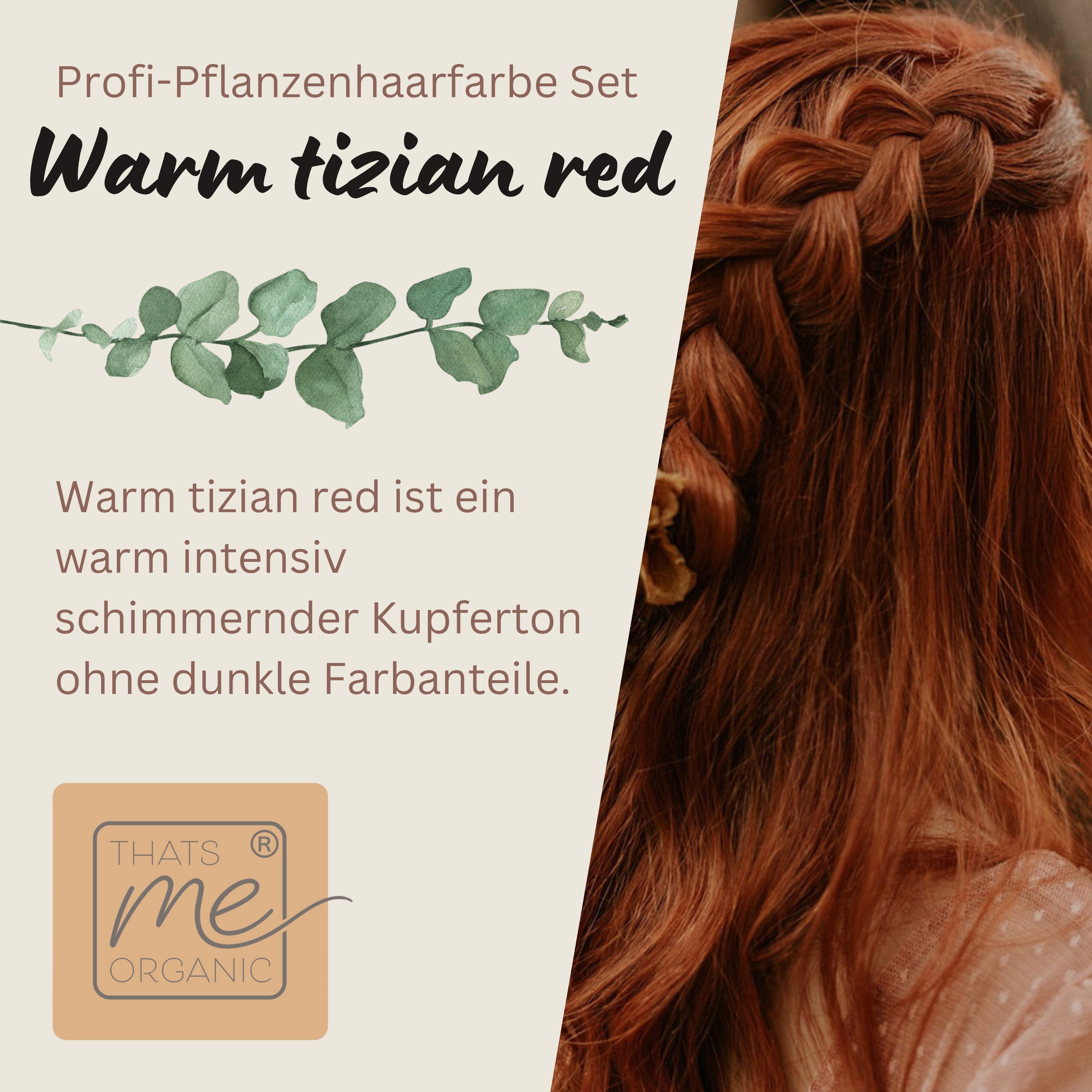 Profi-Pflanzenhaarfarbe SET warmes Kupfer-Rot "warm tizian red"