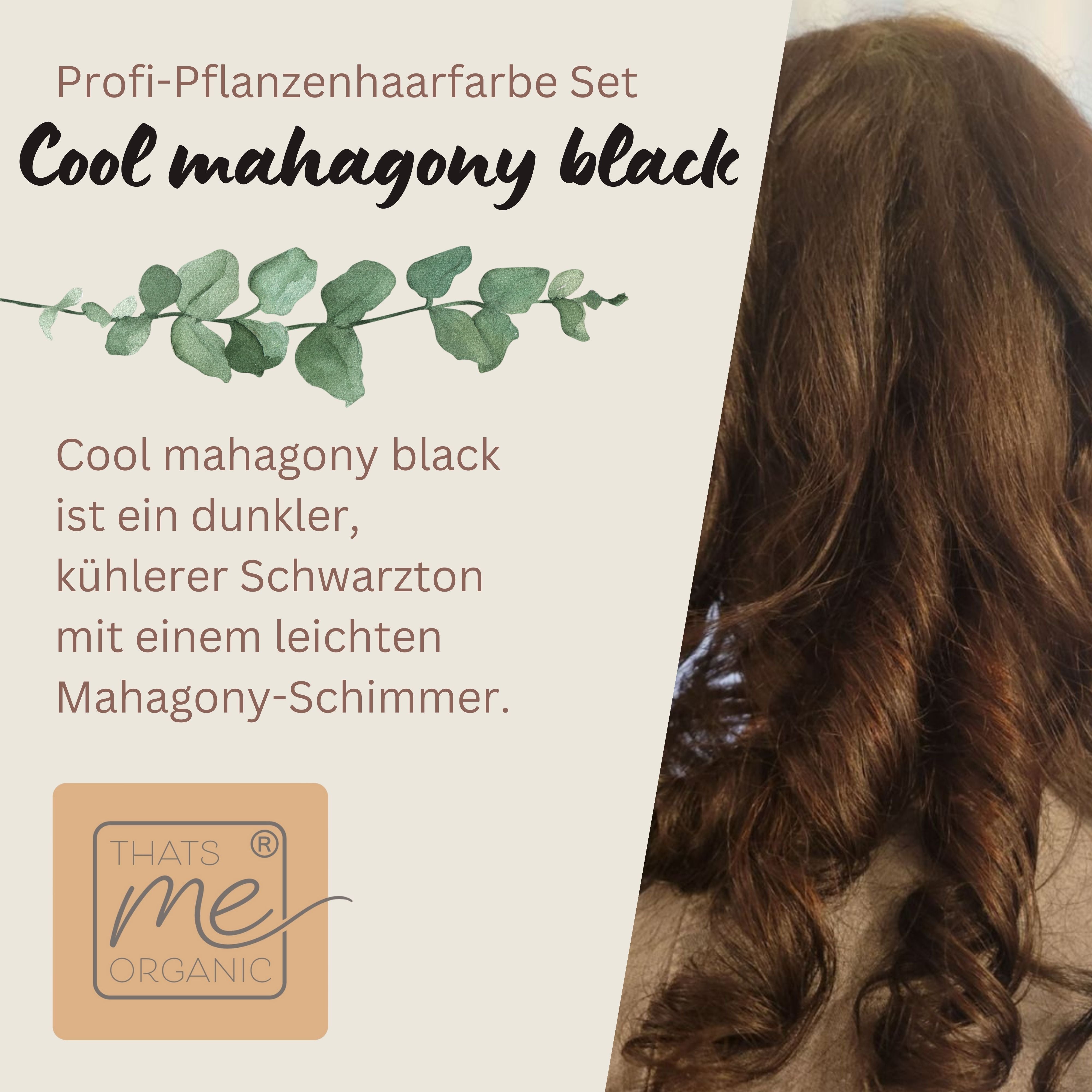 Profi-Pflanzenhaarfarbe kühles dunkles Mahagony-Schwarz "cool deep mahagony black" 90g Nachfüllpack