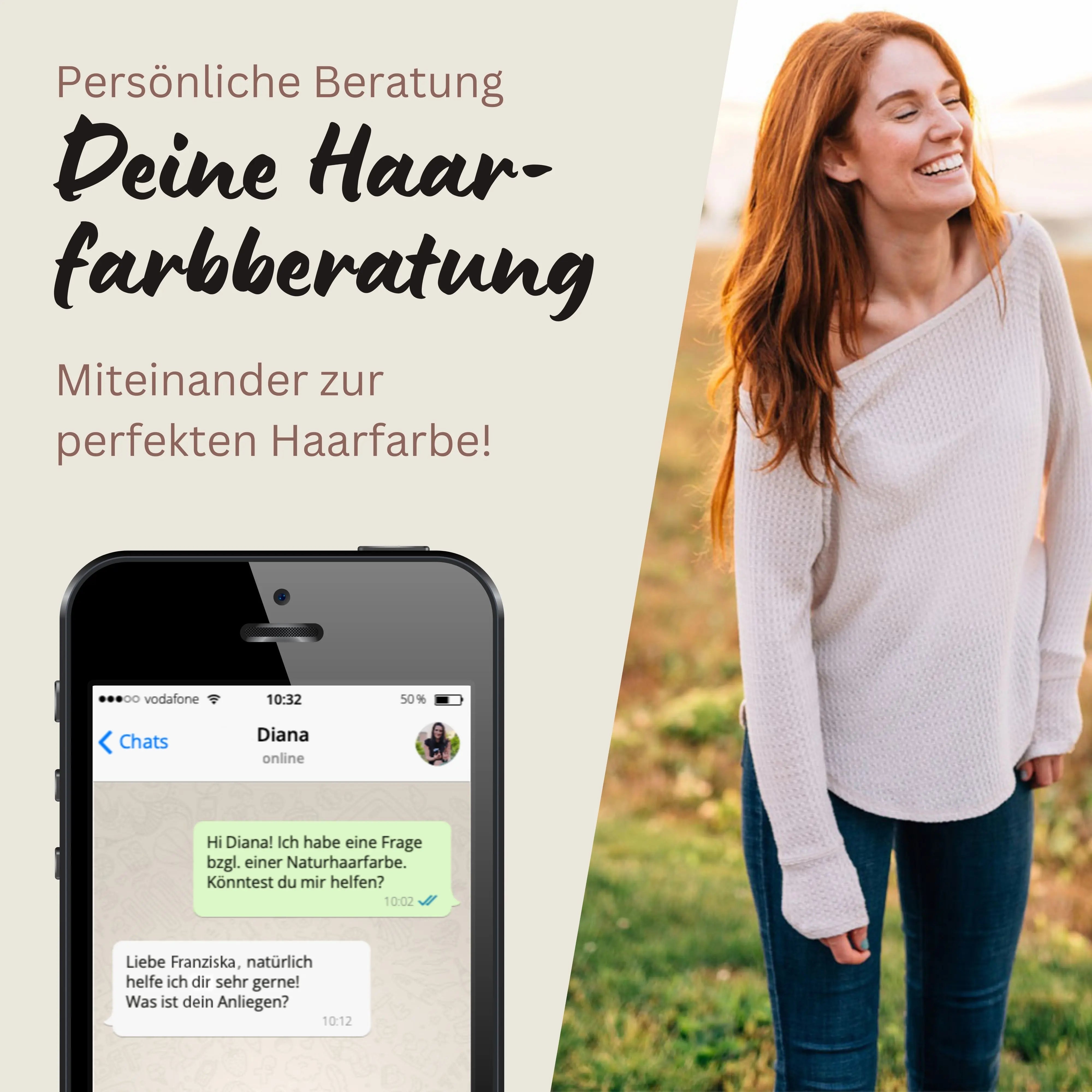 Profi-Pflanzenhaarfarbe warmes Kupfer-Braun "warm copper brown" 90g Nachfüllpack