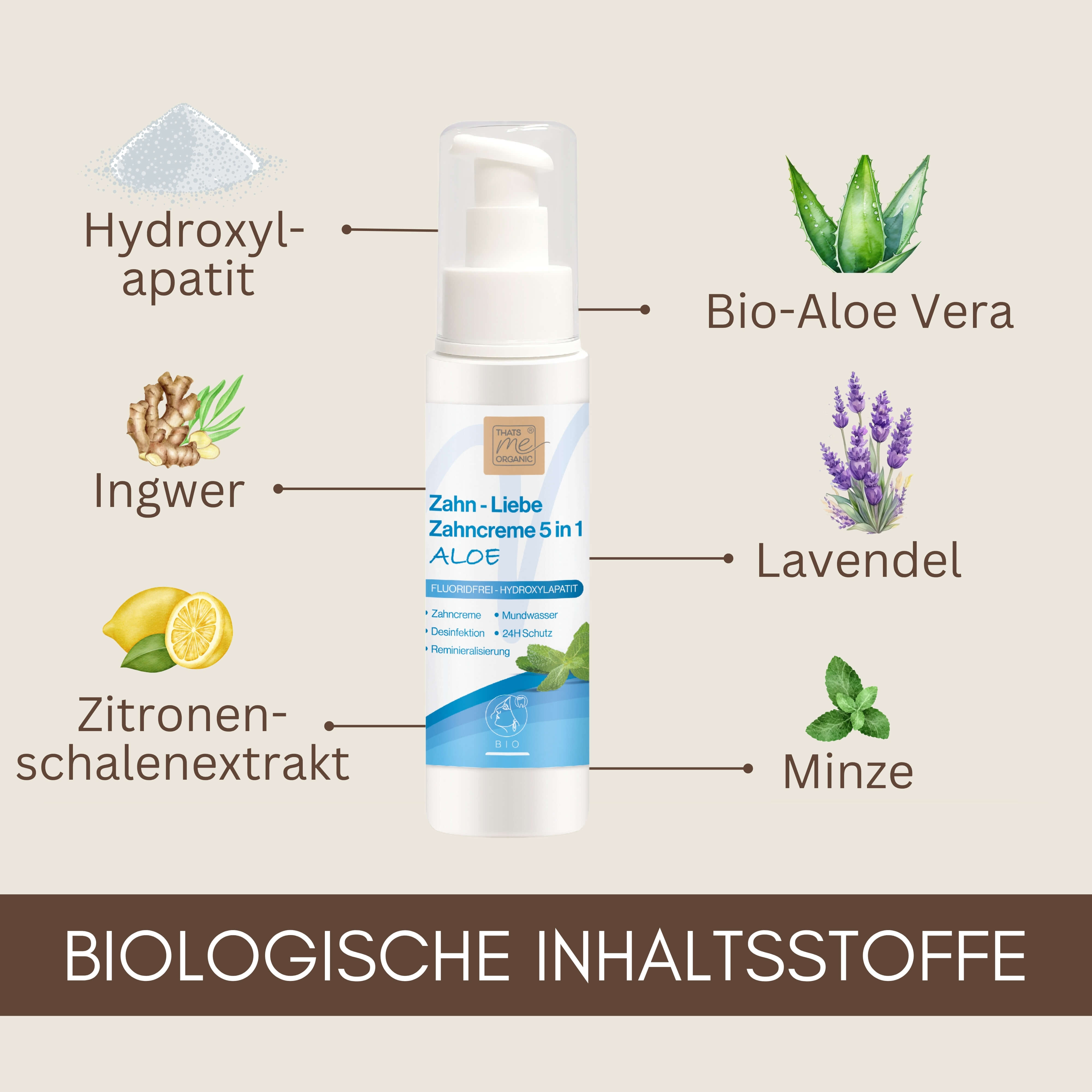Dentifricio BIO ZAHN-LIEBE 5 in 1 Aloe 100ml - senza fluoro - cosmetici naturali