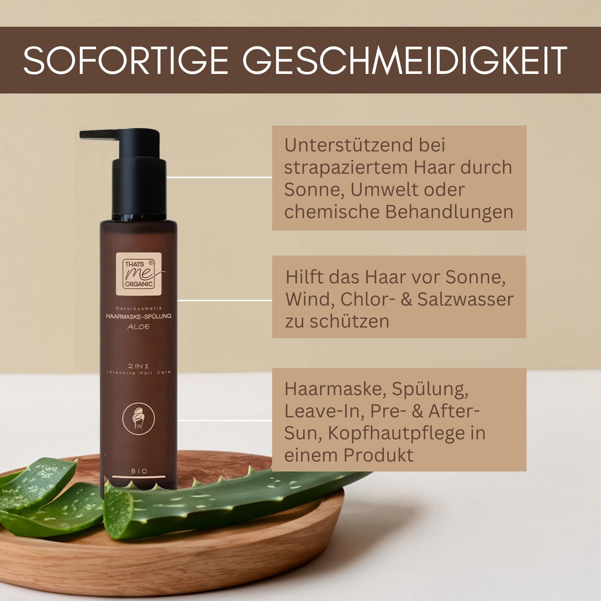 BIO-Haarmaske - Spülung Aloe 2 in 1 Intensive Hair Care 200ml