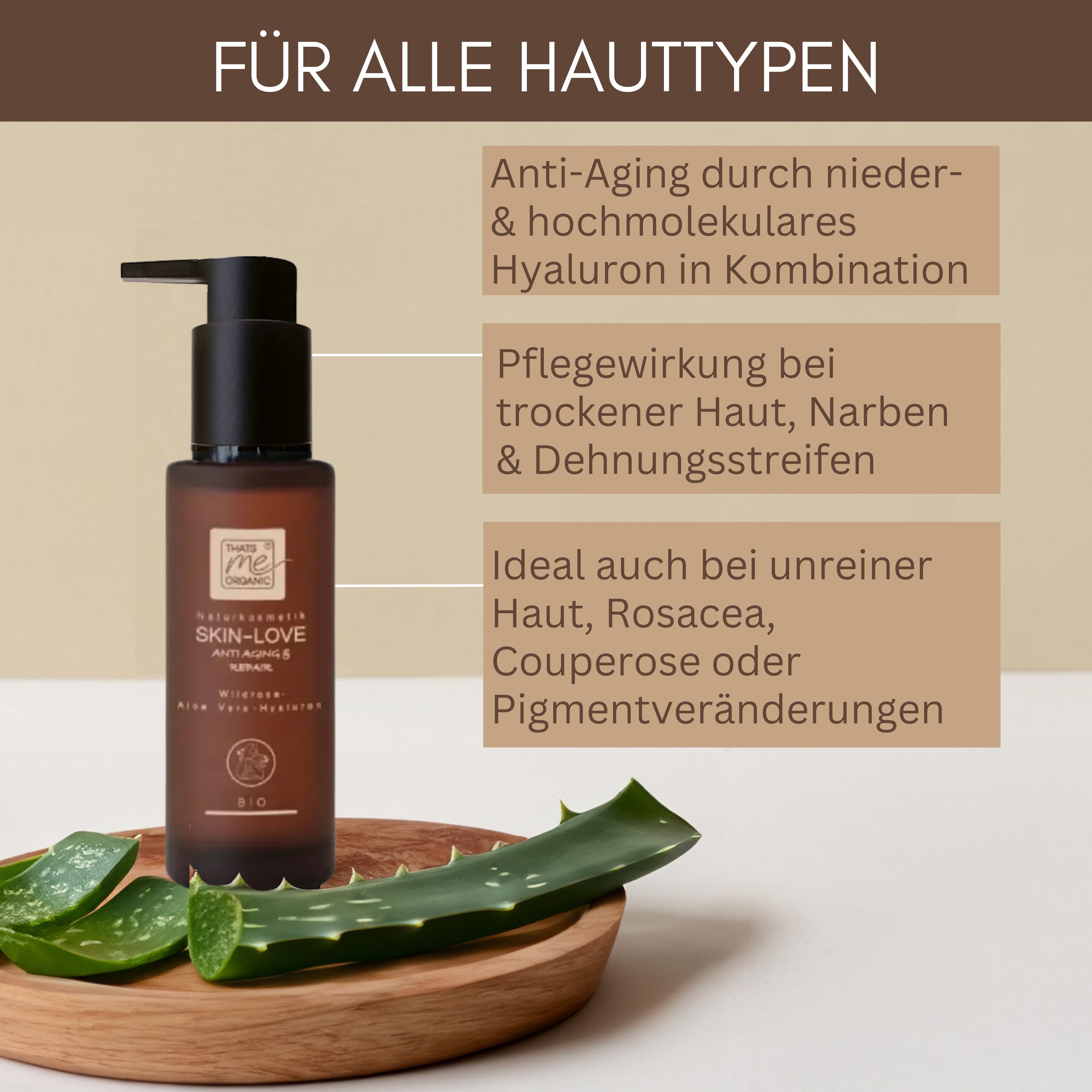 SKIN-LOVE – Wildrosen Gesichtsserum mit Aloe Vera & Hyaluron