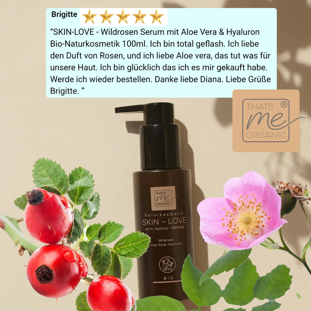 SKIN-LOVE – Wildrosen Gesichtsserum mit Aloe Vera & Hyaluron