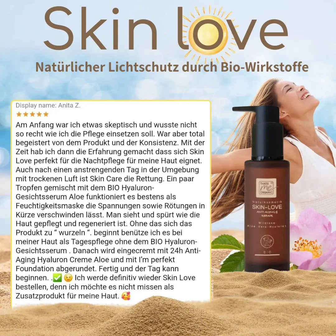 SKIN-LOVE – Wildrosen Gesichtsserum mit Aloe Vera & Hyaluron