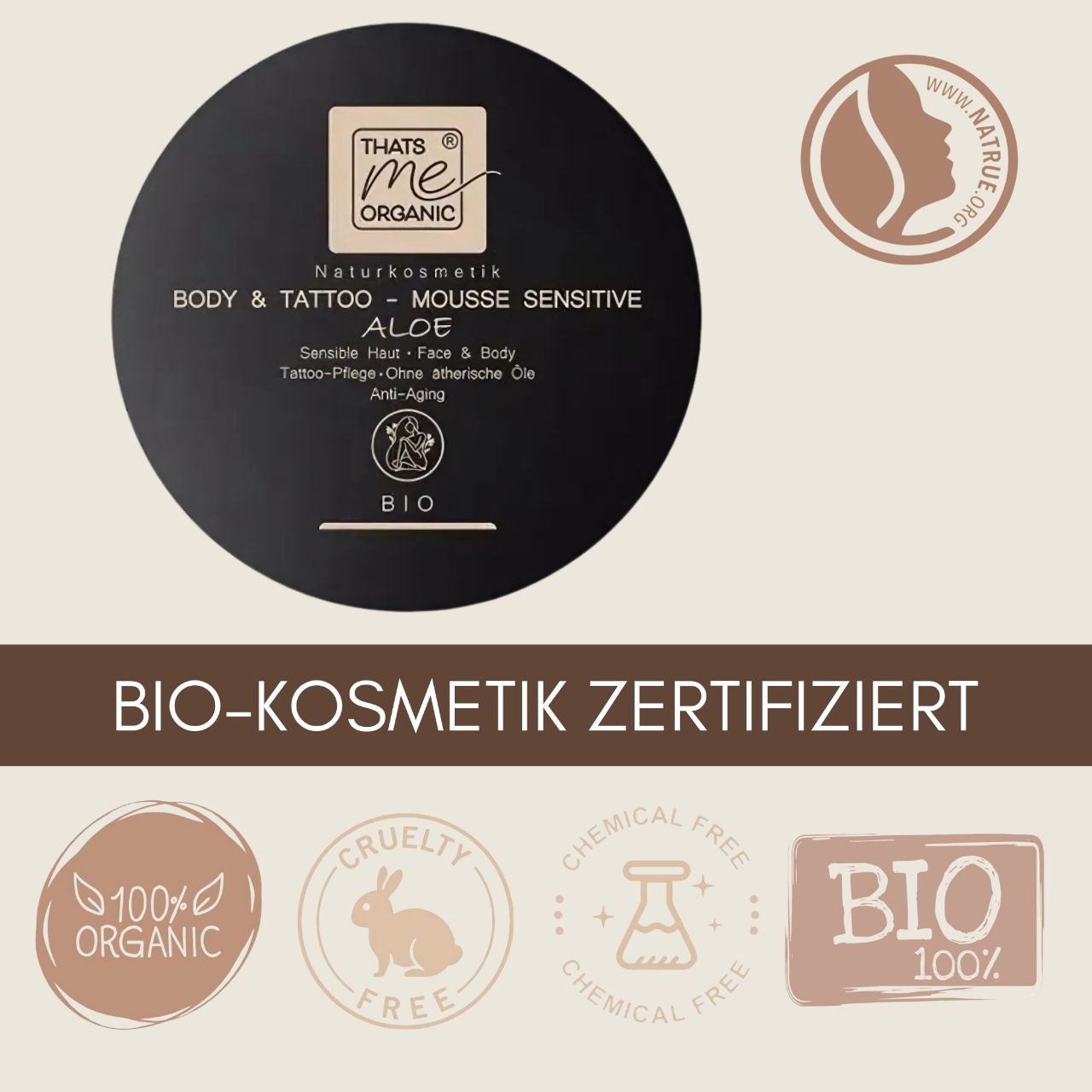 ORGANIC Body & Tattoo Mousse sensitive aloe with hyaluronic acid 200ml natural cosmetics