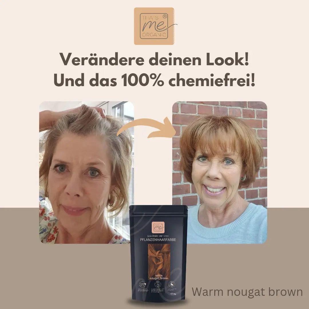 Profi-Pflanzenhaarfarbe warmes Nougat-Braun "warm nougat brown" 90g Nachfüllpack