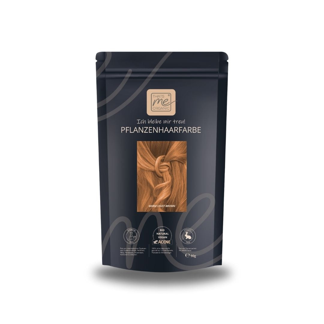 Profi-Pflanzenhaarfarbe warmes Hell-Braun "warm light brown" 90g Nachfüllpack