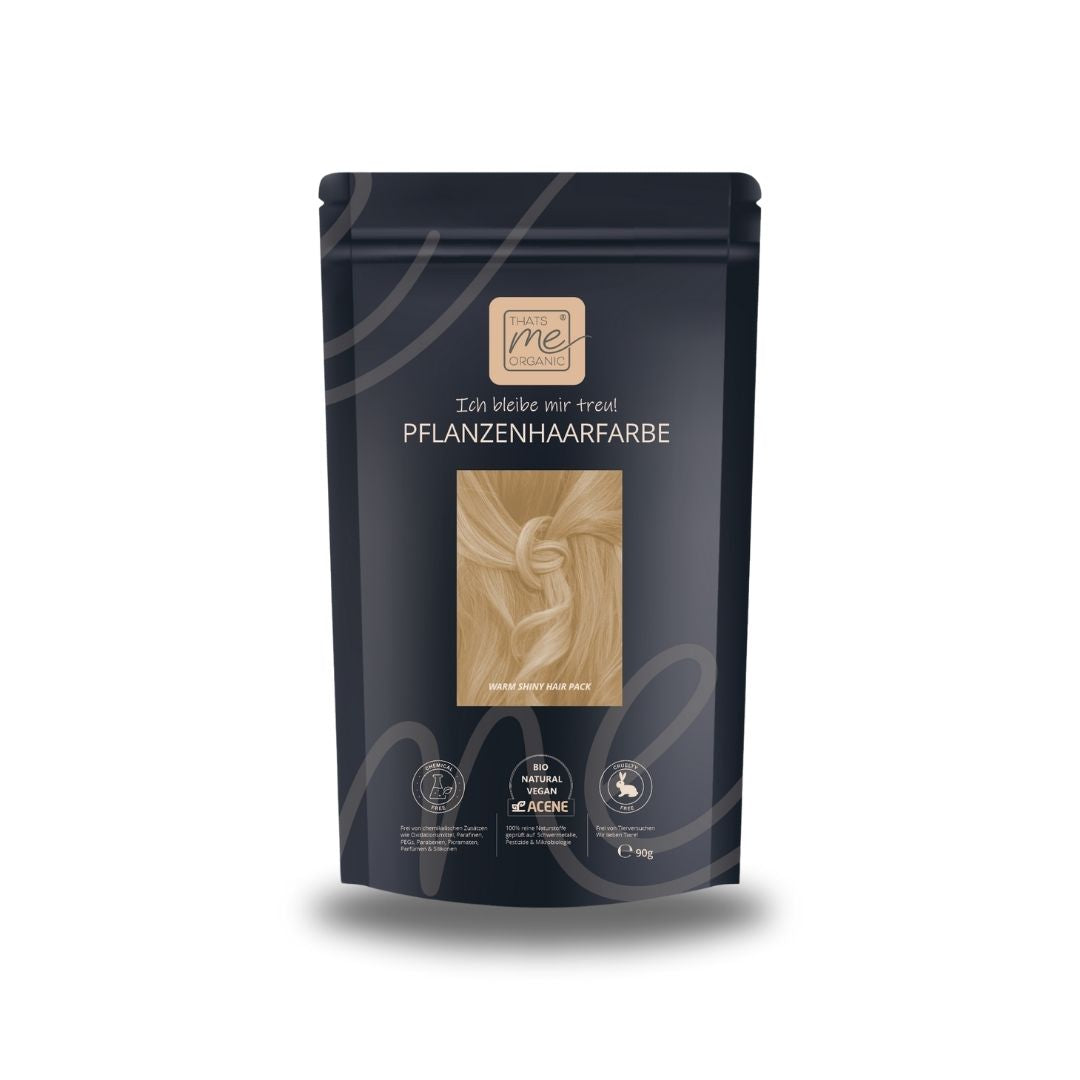Profi-Pflanzenhaarfarbe farblose leicht blond warm-schimmernde Volumen-Glanz-Haarpackung "warm shiny hair pack" 90g Nachfüllpack