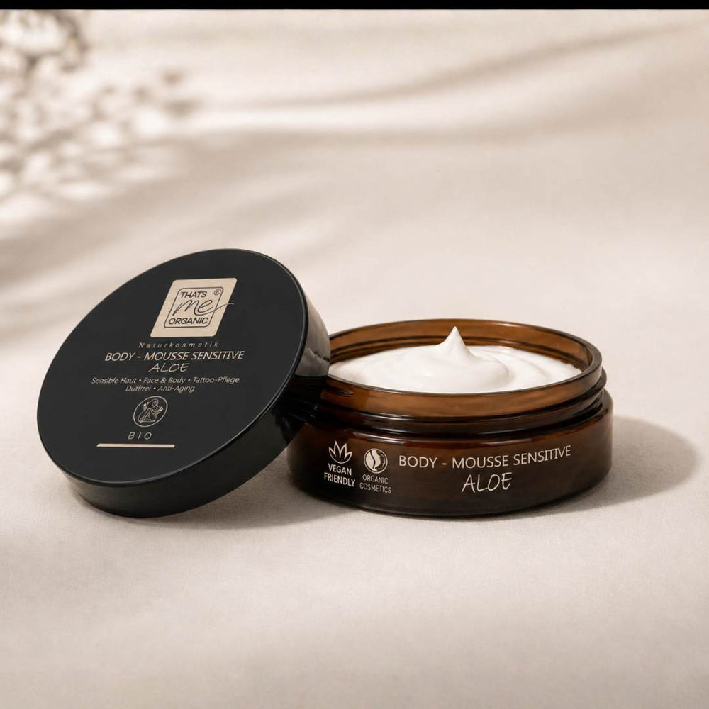 BIO Body Mousse Sensitive Aloe – natürliche Körperpflege für empfindliche Haut, Gesicht und Tattoos.