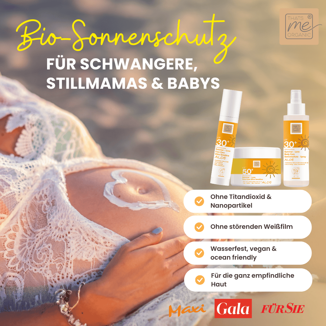 Bio Sonnenschutz für Schwangere und Babys – natürliche Sonnencreme ohne Titandioxid und Nanopartikel, wasserfest und vegan