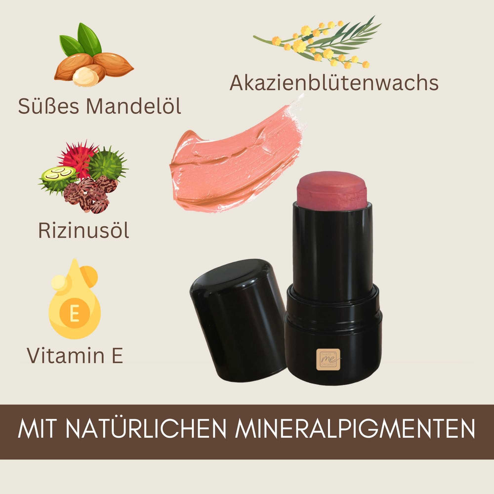 3-in-1 Bio Lippenstift Coral Nude mit Mandelöl, Rizinusöl, Vitamin E und natürlichen Mineralpigmenten
