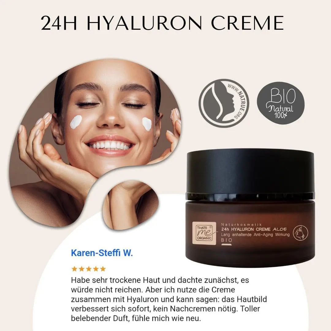 24h anti-aging hyaluronic cream aloe - 50ml organic natural cosmetics