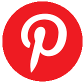 Pinterest-Logo: Ein weißes P in einem roten Kreis auf hellgrauem Hintergrund.