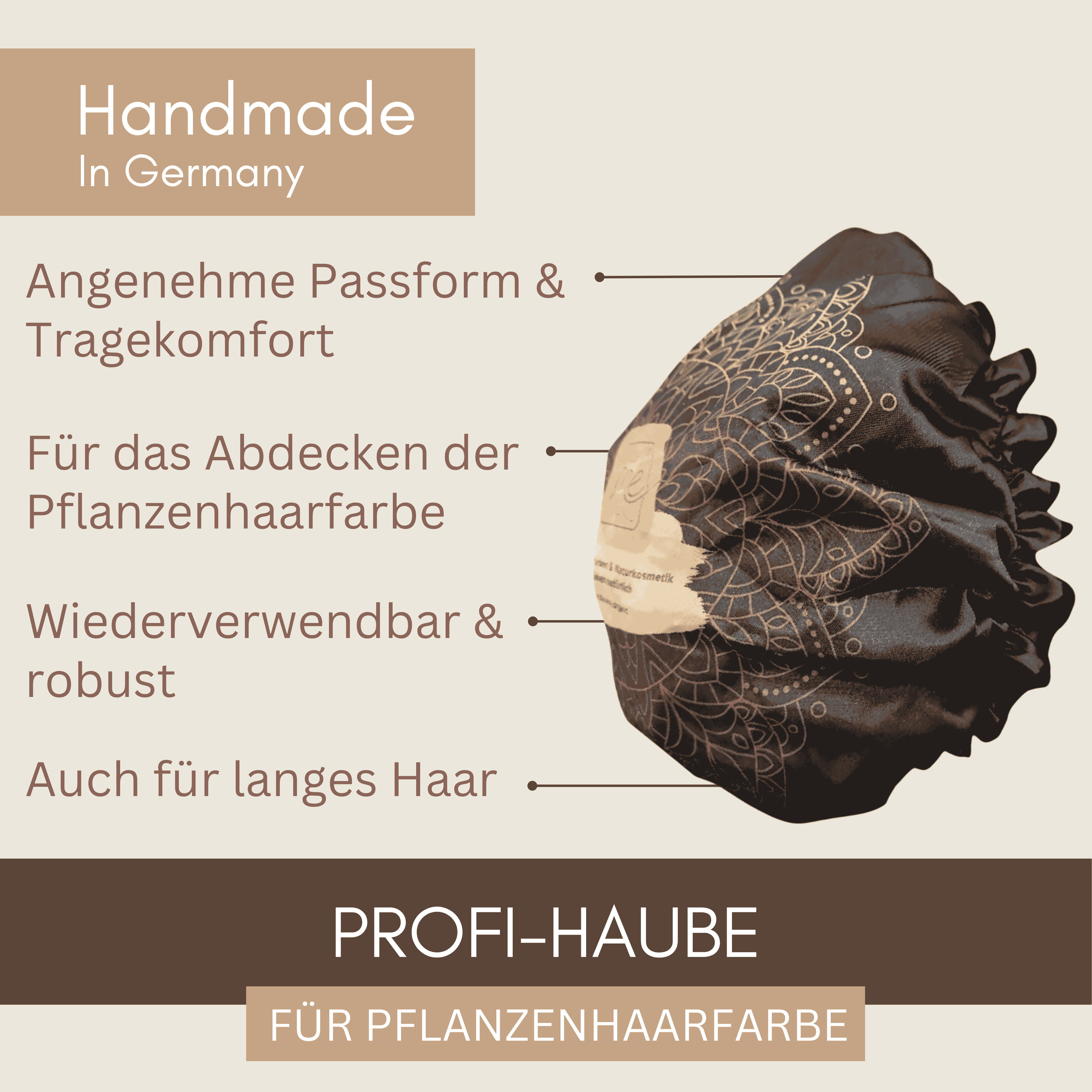 Profi-Haube für Pflanzenhaarfarbe & Plopping bei der Curly-Girl Methode | Modell "Farb-Liebe"