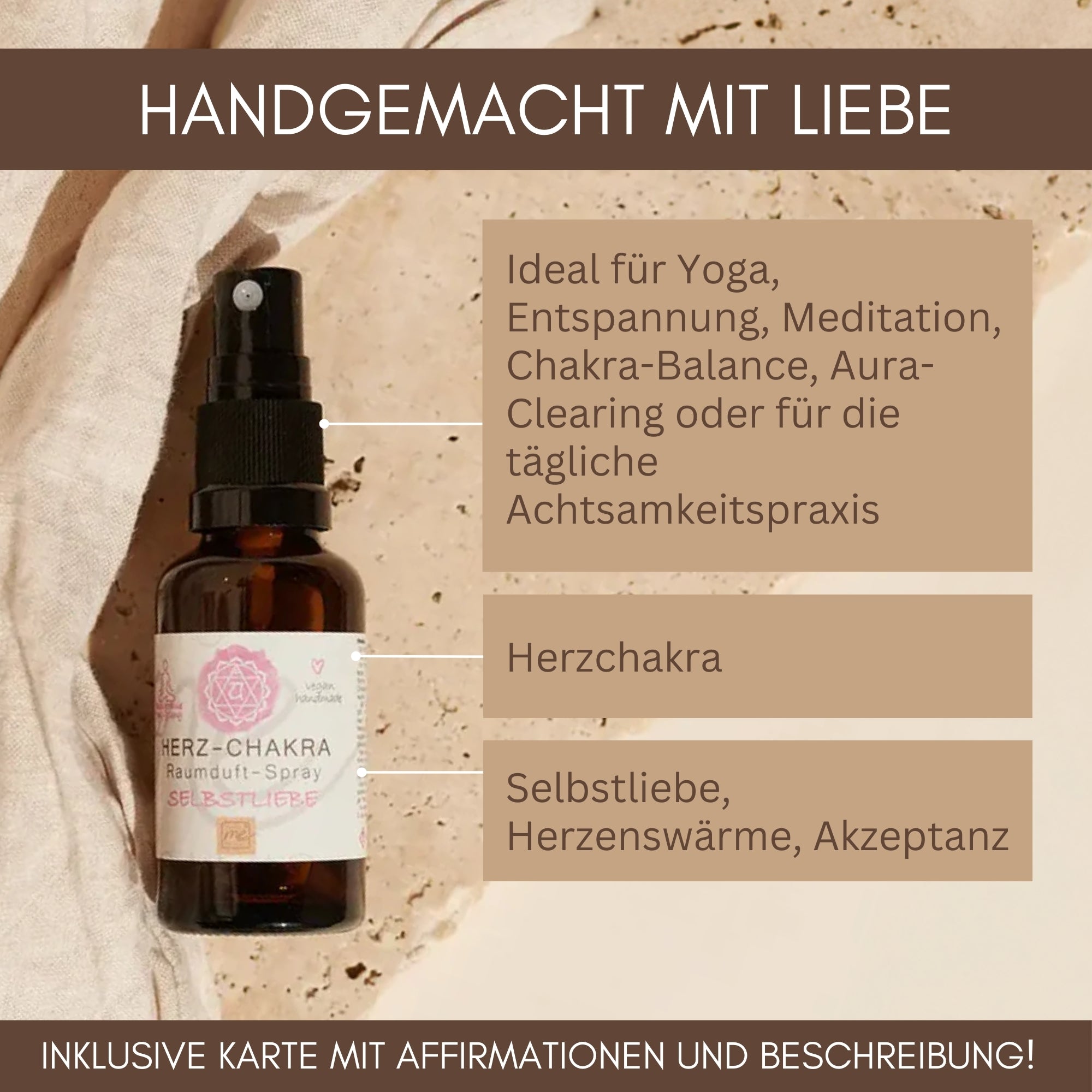 Bio-Herz-CHAKRA Aromatherapie Aura-, Raumduft-, Yoga- & Meditationsspray SELBSTLIEBE (rosa)