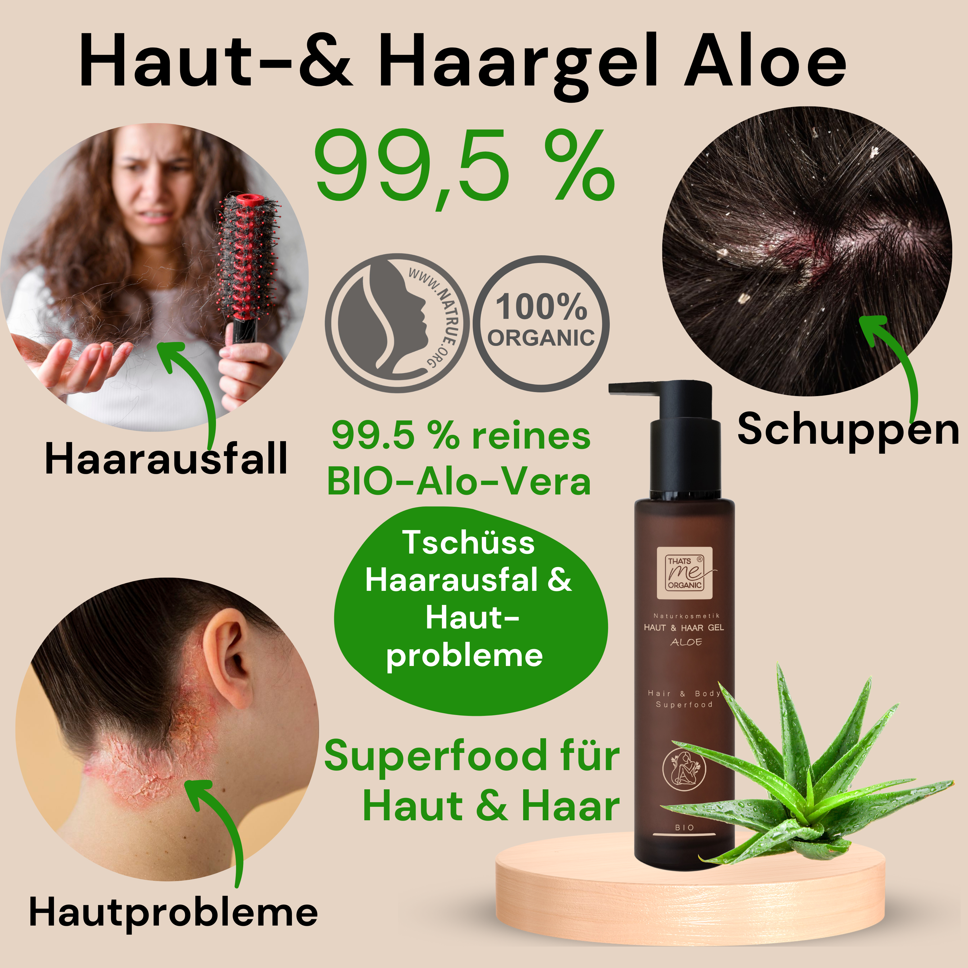 BIO Aloe Vera Gel 2in1 Hair + Body Superfood 200ml Naturkosmetik