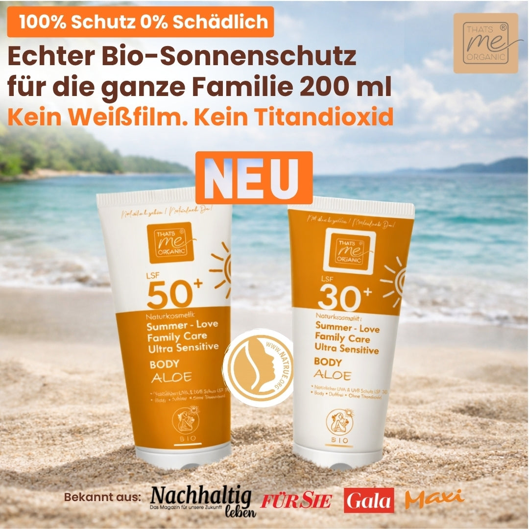 XL Bio-Summer Love Body LSF 50+ – Duftfreie Sonnencreme ohne Titandioxid | Family Size 200 ml