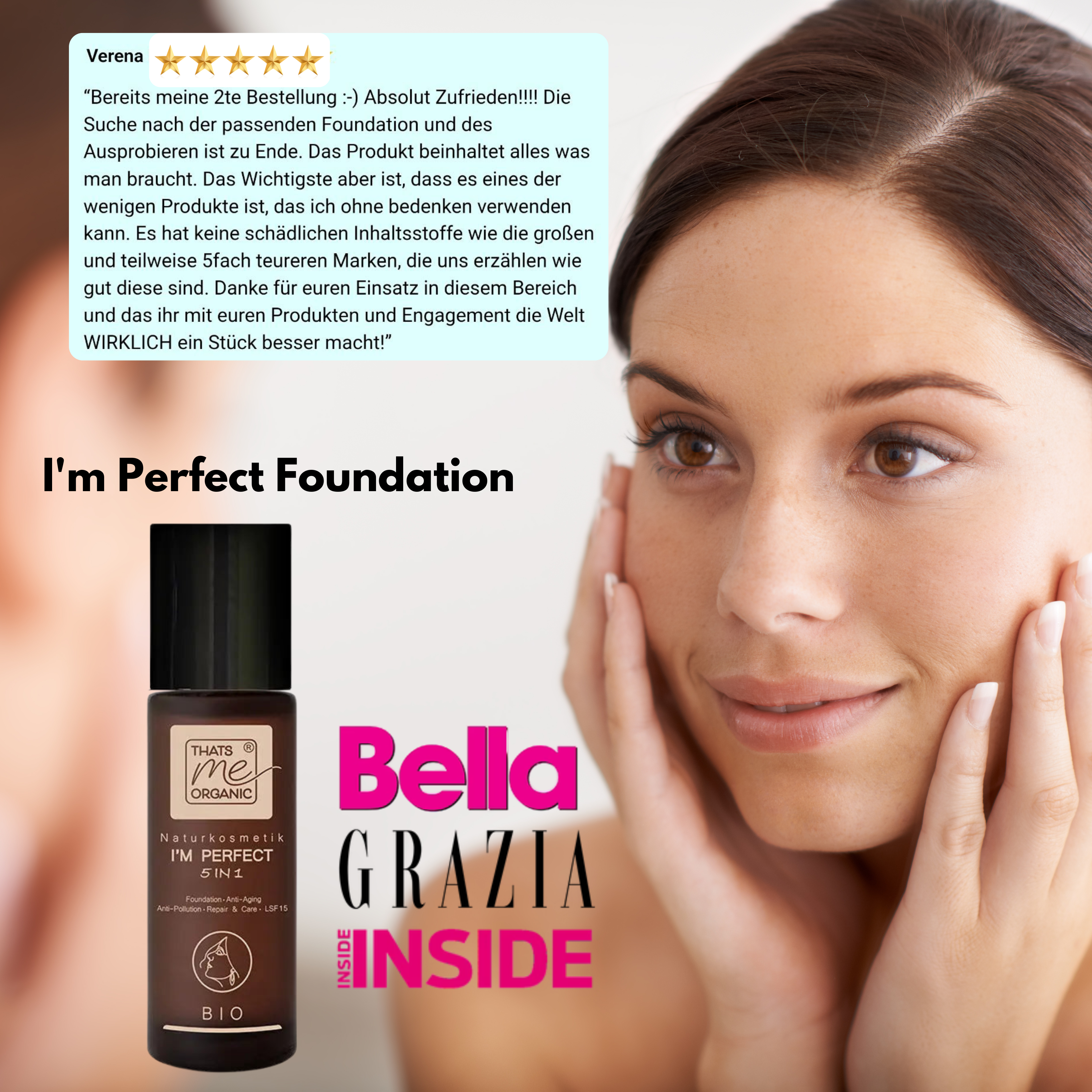 BIO-Foundation Cream I´M PERFECT 5in1 - 30ml vegan without titanium dioxide