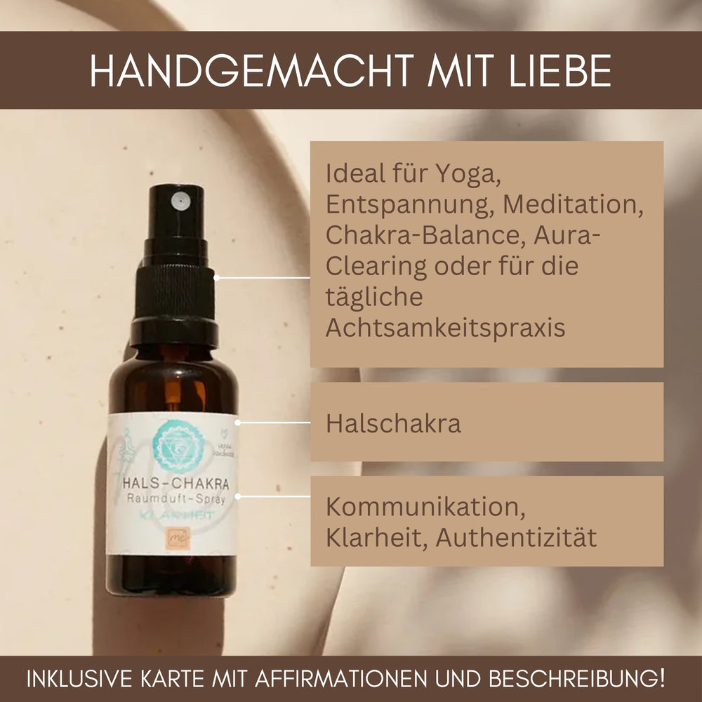 Bio-HALS-CHAKRA Aromatherapie Aura-, Raumduft-, Yoga- & Meditationsspray KLARHEIT (türkis)