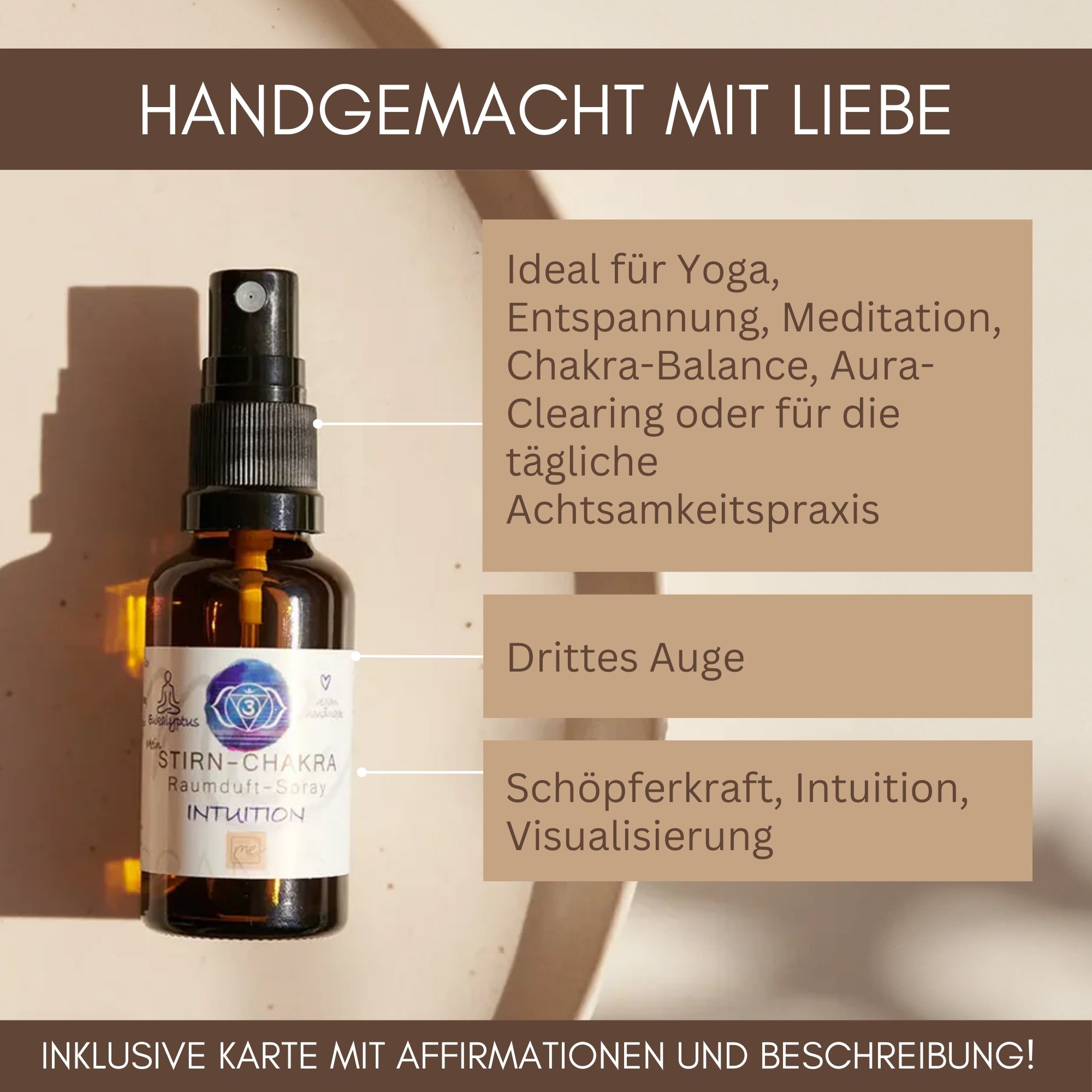 Bio-STIRN-CHAKRA Aromatherapie Aura-, Raumduft-, Yoga- & Meditationsspray INTUITION (blau)