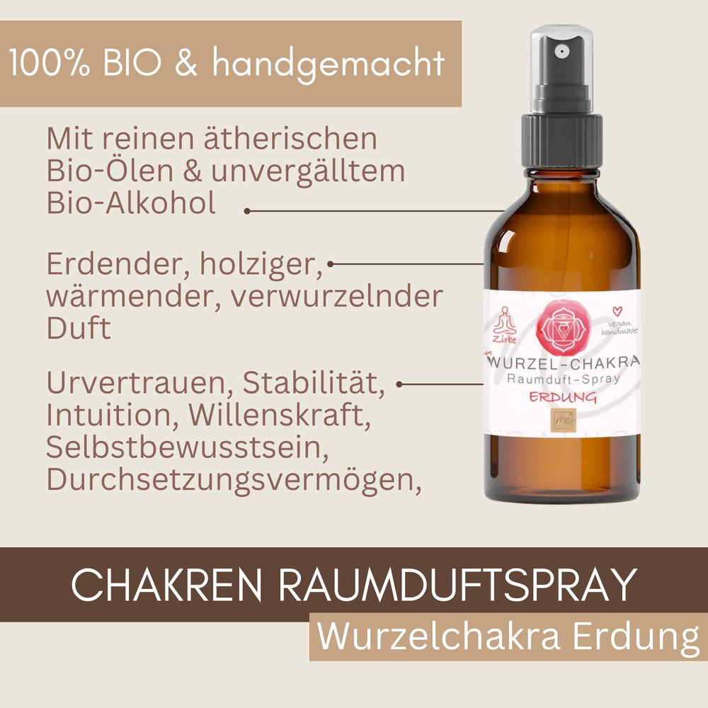 Bio-WURZEL-CHAKRA Aromatherapie Aura-, Raumduft-, Yoga- & Meditationsspray ERDUNG (rot)