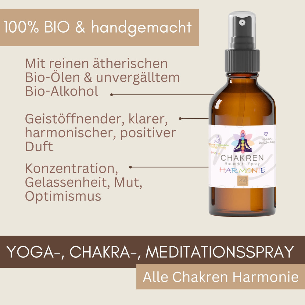 Bio-CHAKREN Aromatherapie Aura-, Raumduft-, Yoga- & Meditationsspray HARMONIE (weiß)
