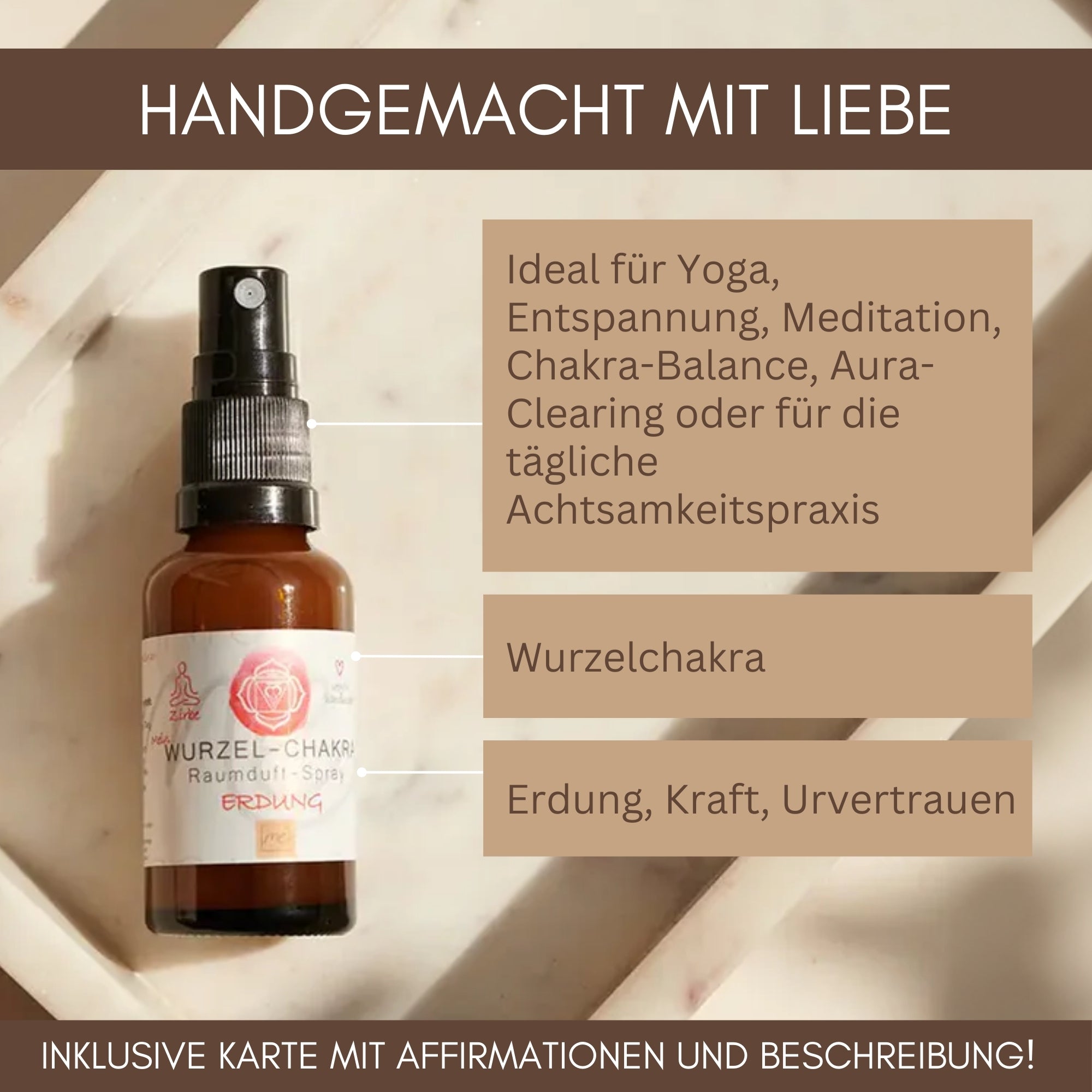 Bio-WURZEL-CHAKRA Aromatherapie Aura-, Raumduft-, Yoga- & Meditationsspray ERDUNG (rot)