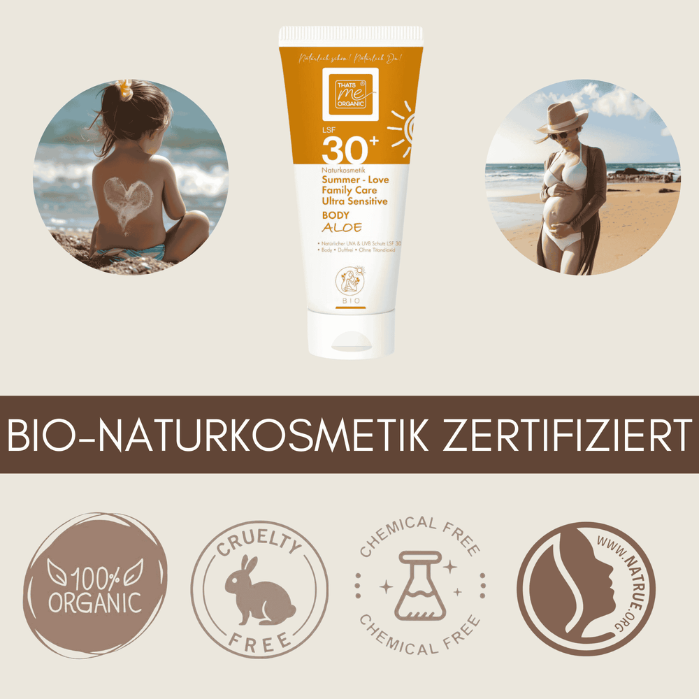Summer Love Family Care Body Aloe LSF 30 ist zertifizierte Bio Naturkosmetik und eignet sich besonders für empfindliche Haut sowie für Familien