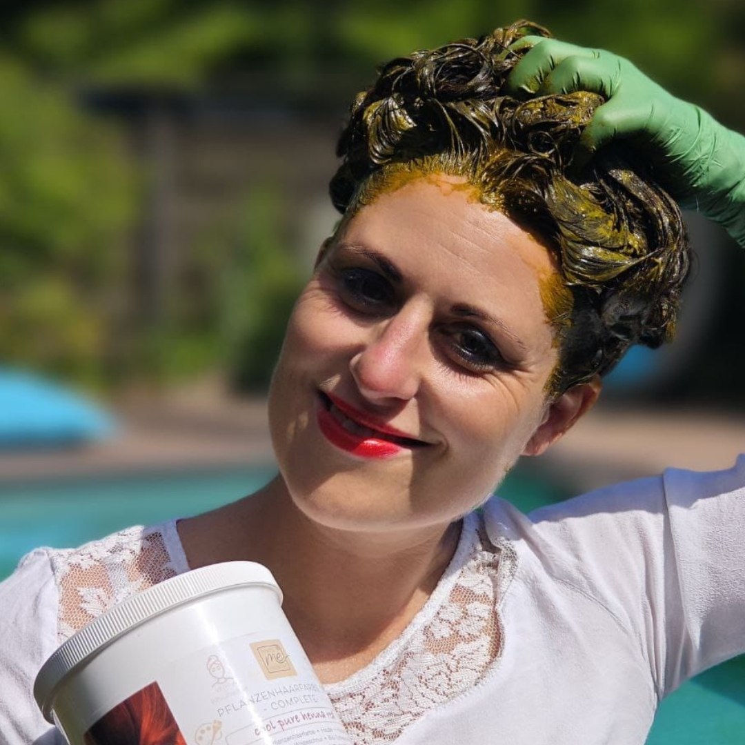 Profi-Pflanzenhaarfarbe SET farblose leicht blond warm-schimmernde Volumen-Glanz-Haarpackung "warm shiny hair pack"