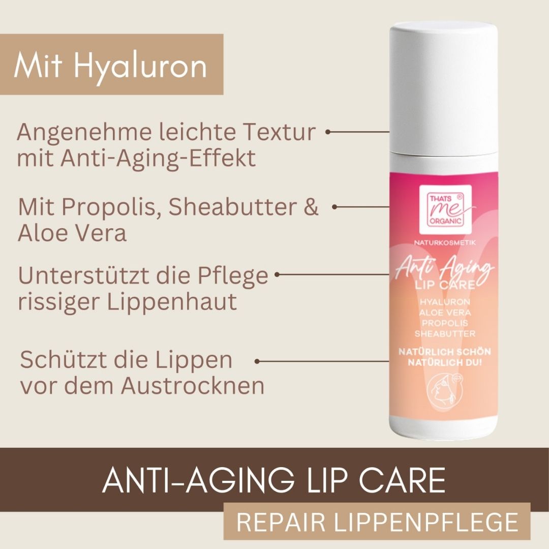 ANTI-AGE LIP-CARE stick per la cura delle labbra con propoli, acido ialuronico, aloe vera e burro di karitè