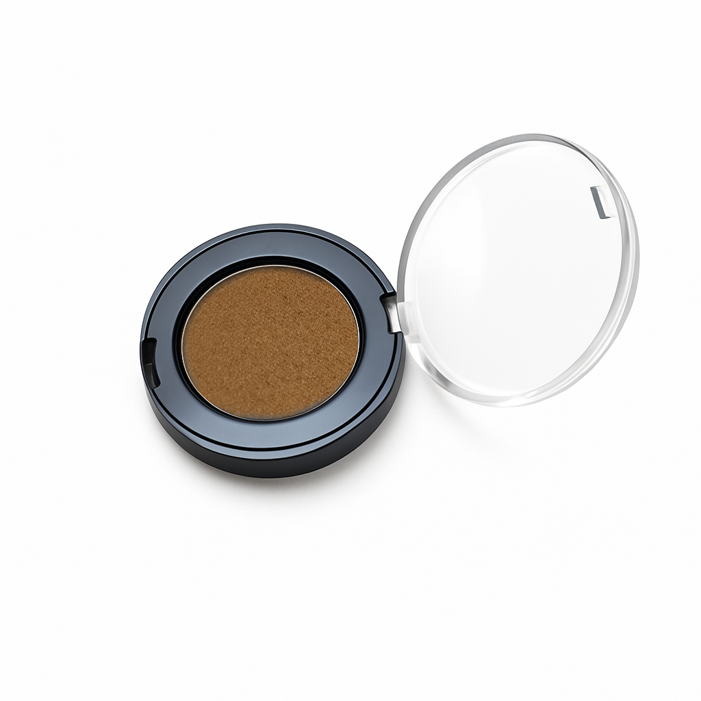 Thats me Organic® Single Naturkosmetik Lidschatten in Metallic Copper, titandioxidfrei, kommt in einem runden schwarzen Behälter mit einem klaren offenen Deckel und ist auf weißem Hintergrund abgebildet.