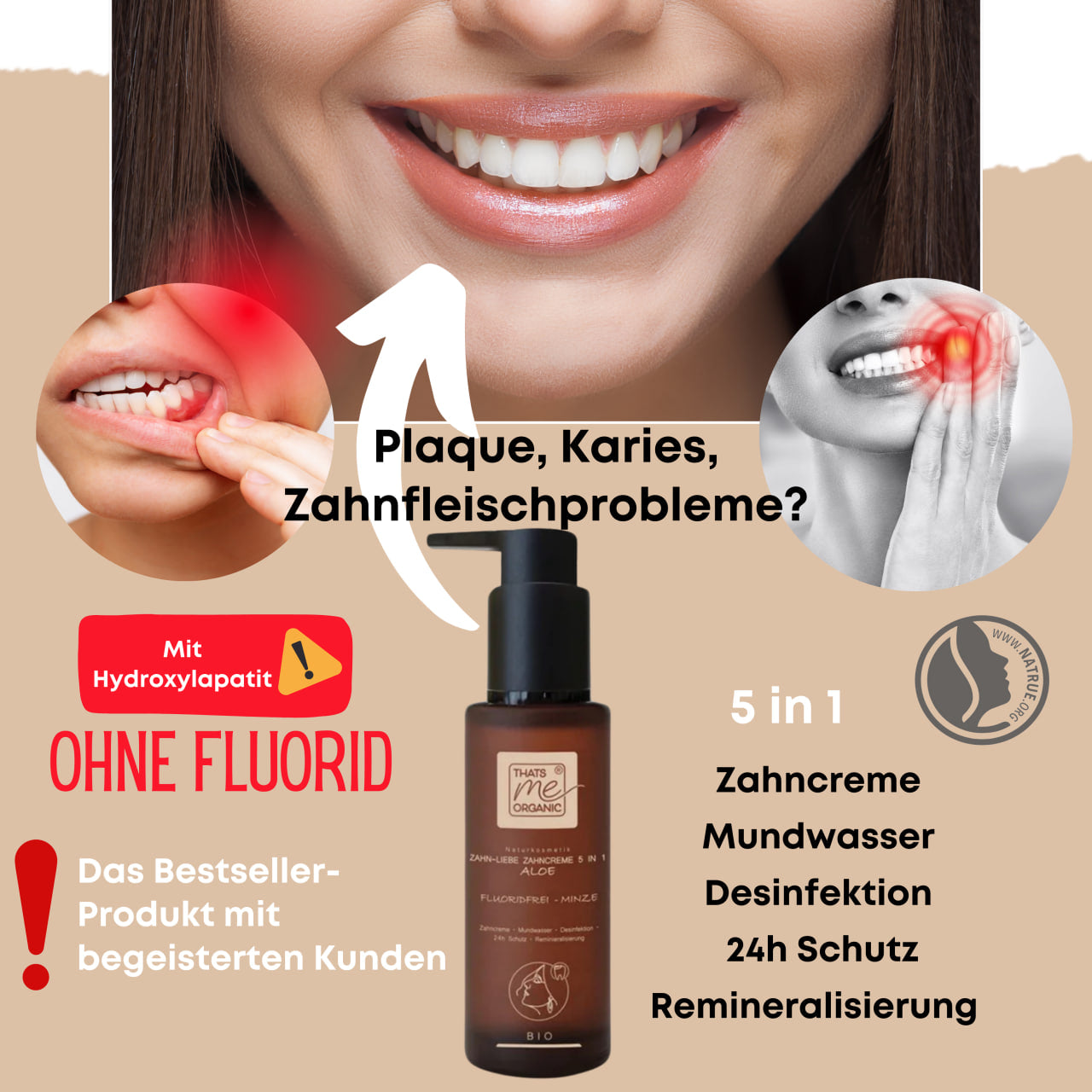 Dentifricio BIO ZAHN-LIEBE 5 in 1 Aloe 100ml - senza fluoro - cosmetici naturali