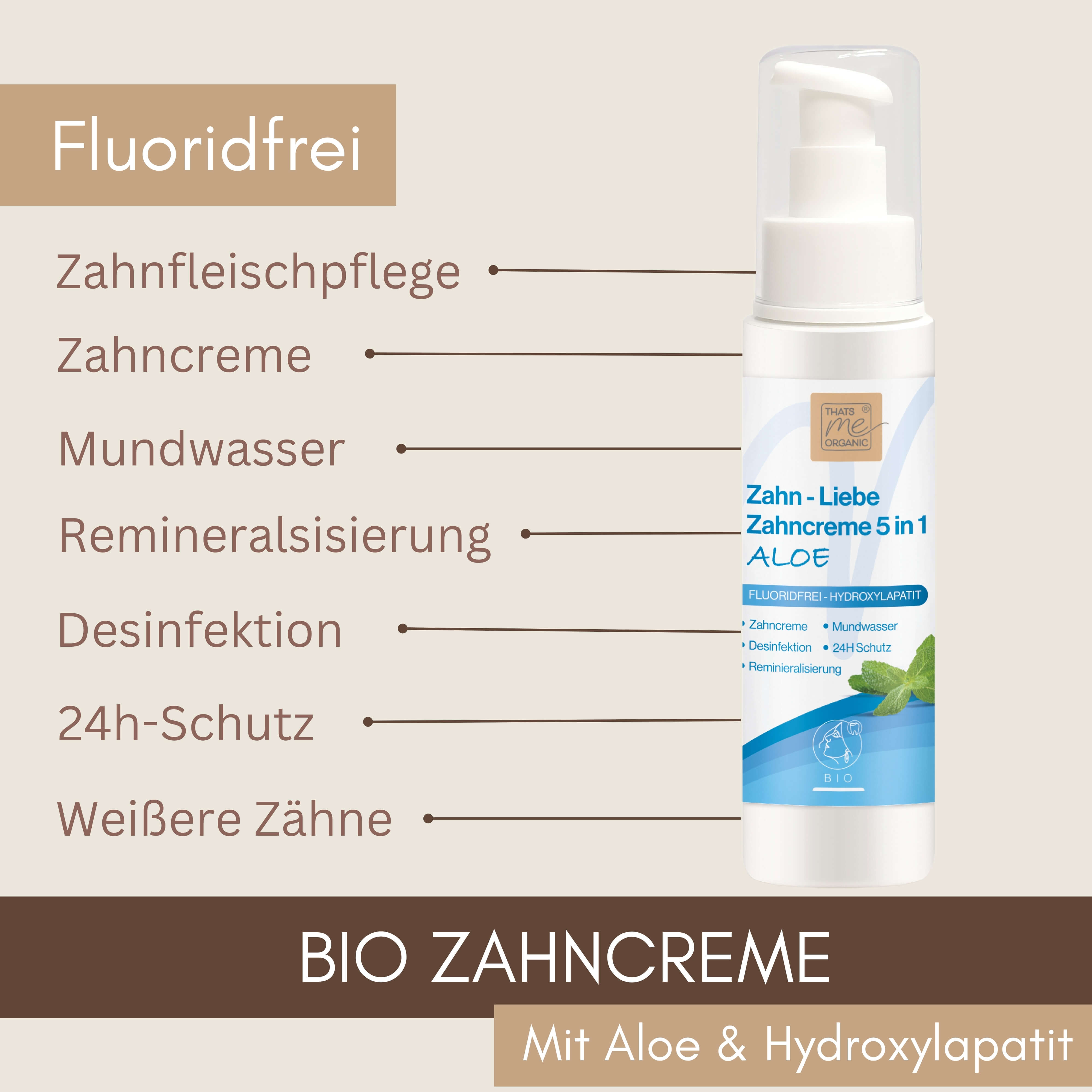 Dentifricio BIO ZAHN-LIEBE 5 in 1 Aloe 100ml - senza fluoro - cosmetici naturali