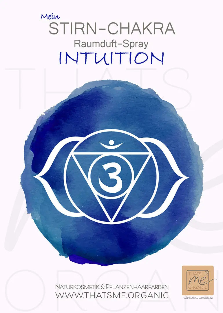 Bio-STIRN-CHAKRA Aromatherapie Aura-, Raumduft-, Yoga- & Meditationsspray INTUITION (blau)