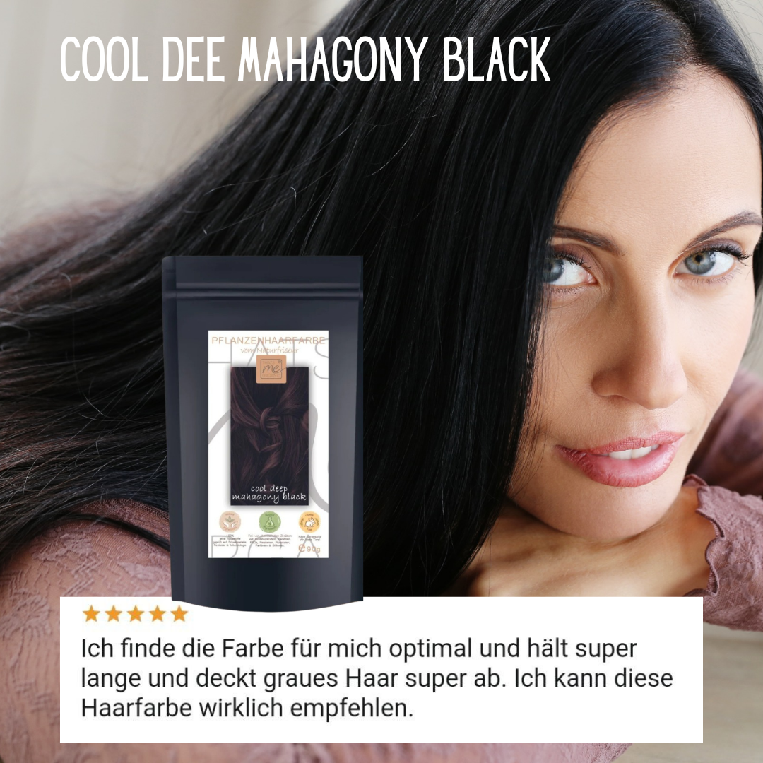 Profi-Pflanzenhaarfarbe SET kühles dunkles Mahagony-Schwarz "cool deep mahagony black"