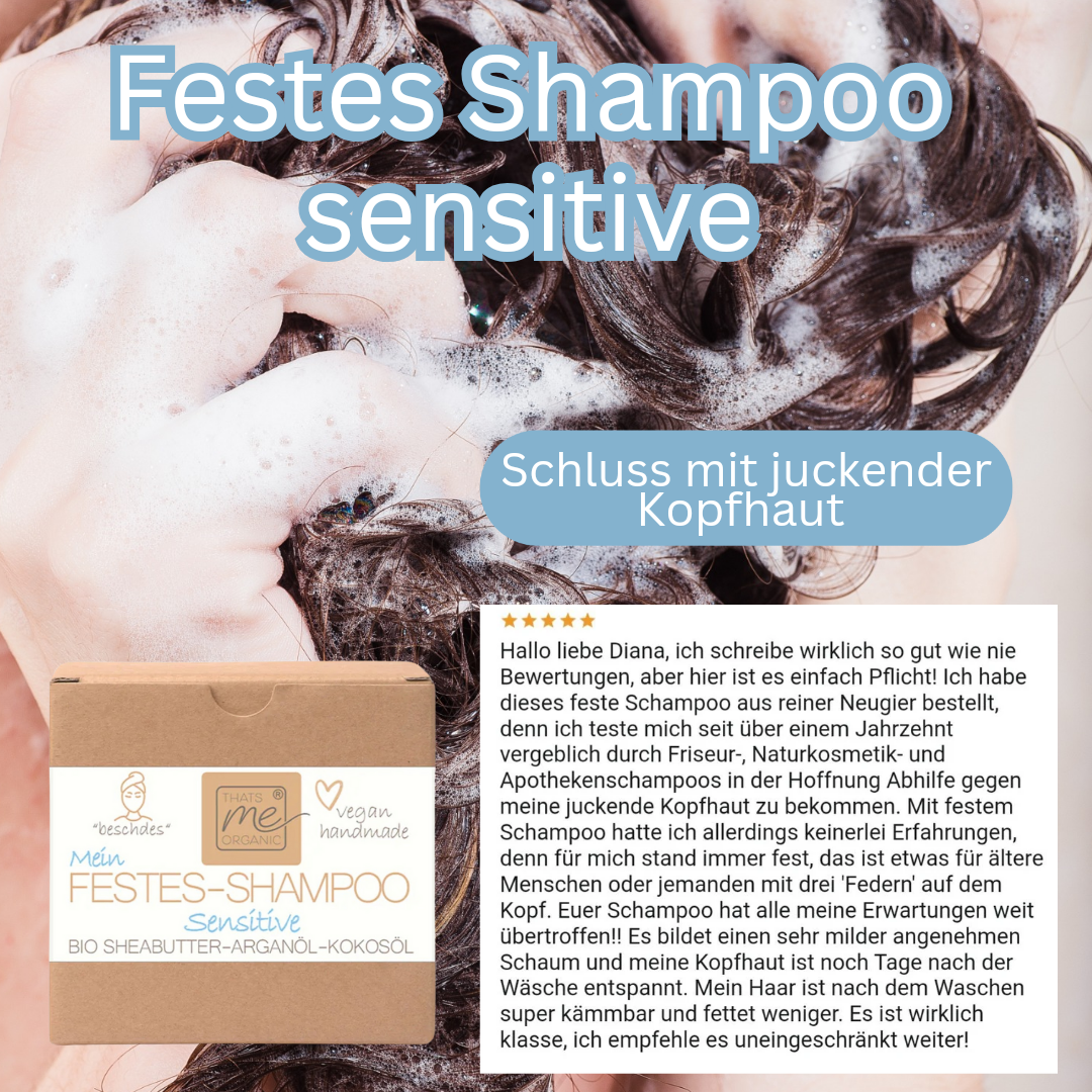 Festes Shampoo "sensitive" für empfindliche, gereizte Kopfhaut 40g handgemacht! vegan
