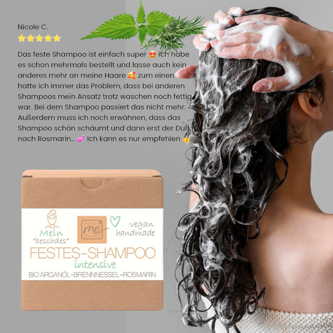 Economy set solid shampoo 'intensive' 40g + vegan soap bag