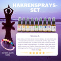 Chakra Aromatherapie Aura-, Raumduft-, Yoga- &  Meditationsspray Set in Geschenkbox + Chakra-Edelstein-Armband – für energetische Balance