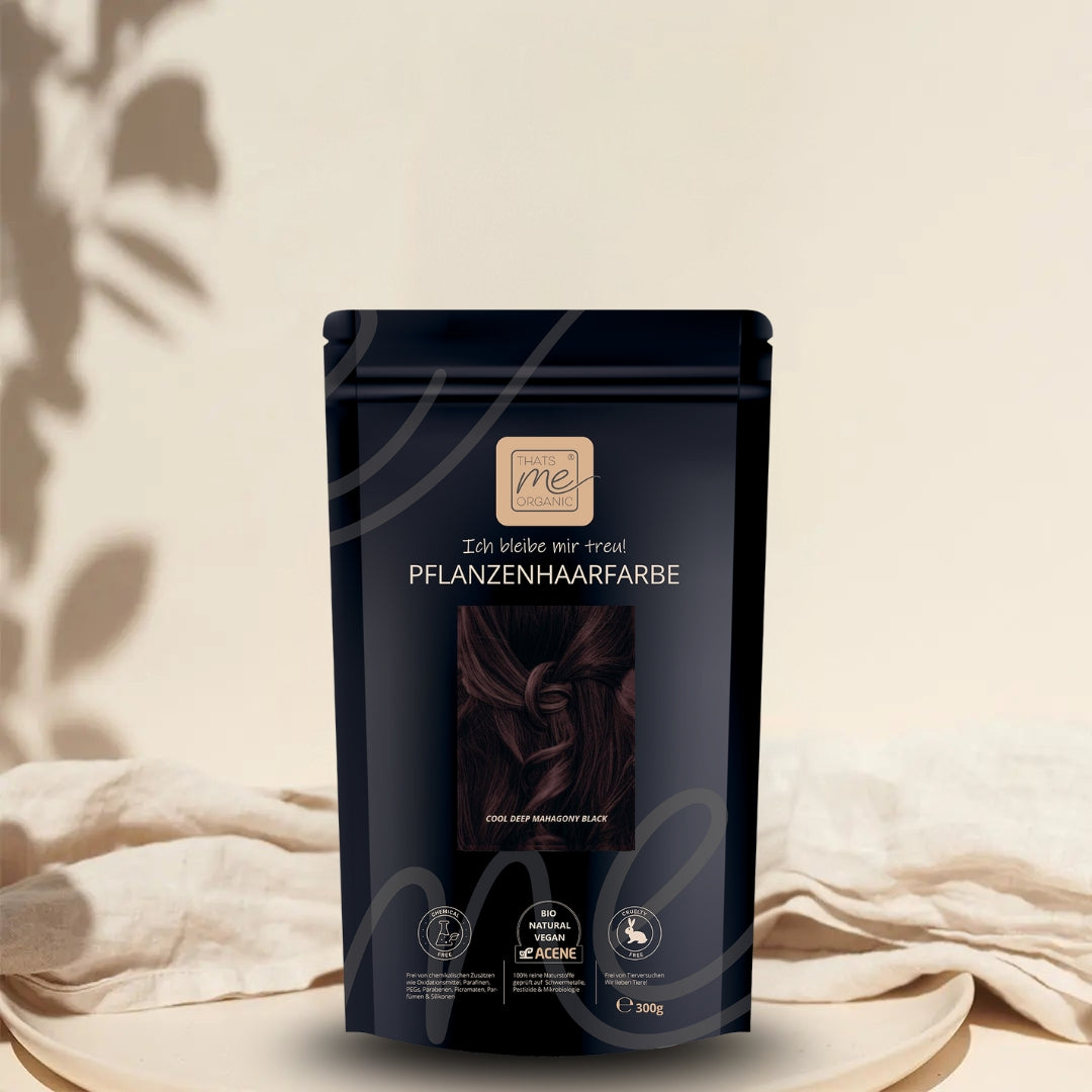 Limited Edition 300g Profi-Pflanzenhaarfarbe kühles dunkles Mahagony-Schwarz "cool deep mahagony black"