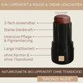 3-in-1 Bio Lippenstift Bronze Nude mit starker Deckkraft, intensiver Pflege und langer Haltbarkeit ohne Titandioxid