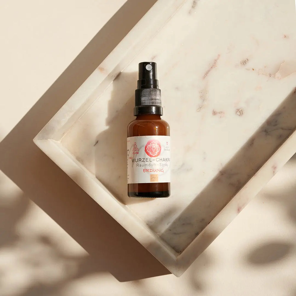 Bio-WURZEL-CHAKRA Aromatherapie Aura-, Raumduft-, Yoga- & Meditationsspray ERDUNG (rot)
