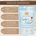 Einfache Anwendung des Chill My Base Bio-Basenbads für Vollbad, Sitzbad, Handbad, Fußbad und basische Auflagen