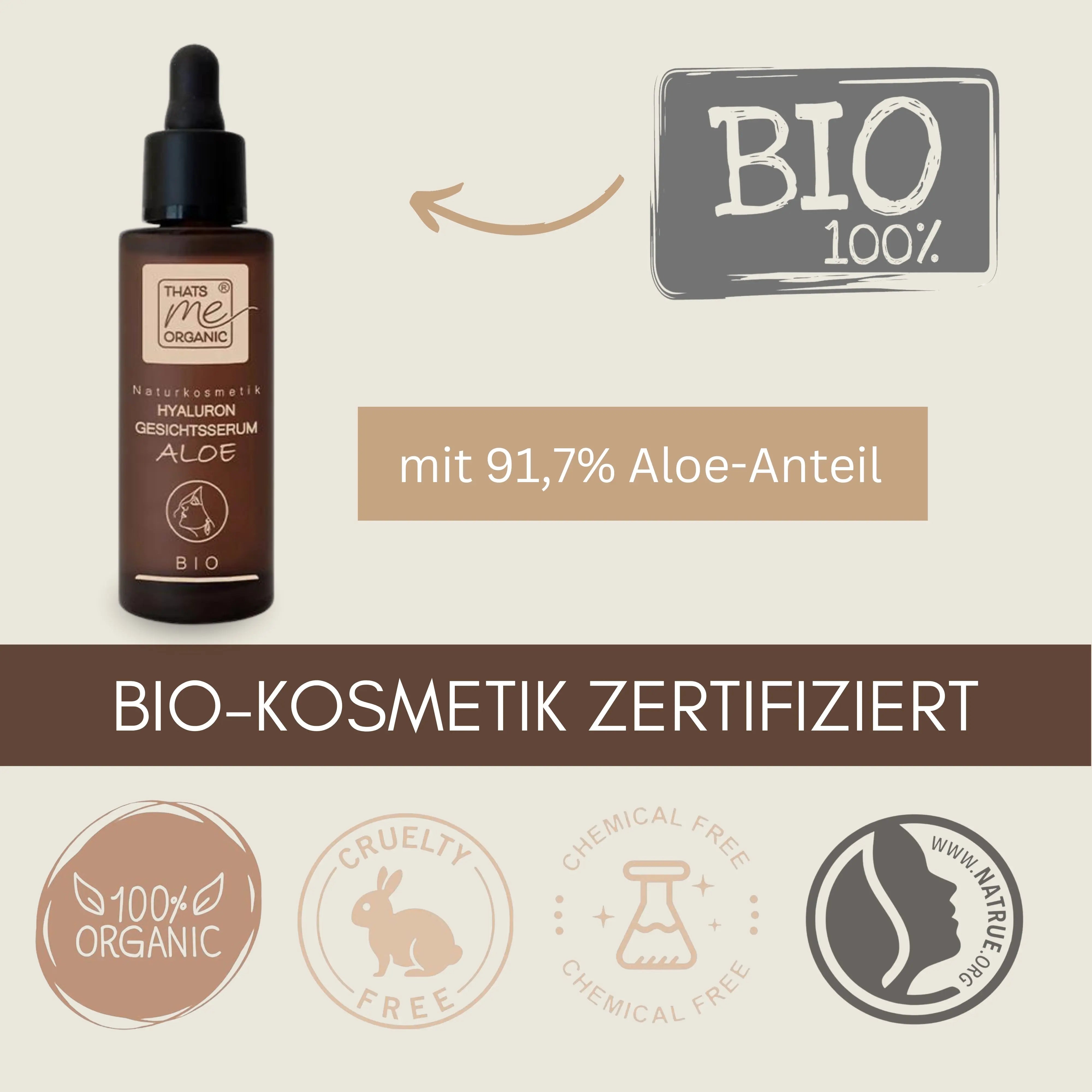 BIO-Hyaluron-Gesichtsserum Aloe - Anti Aging - glättend + straffend 30ml vegan