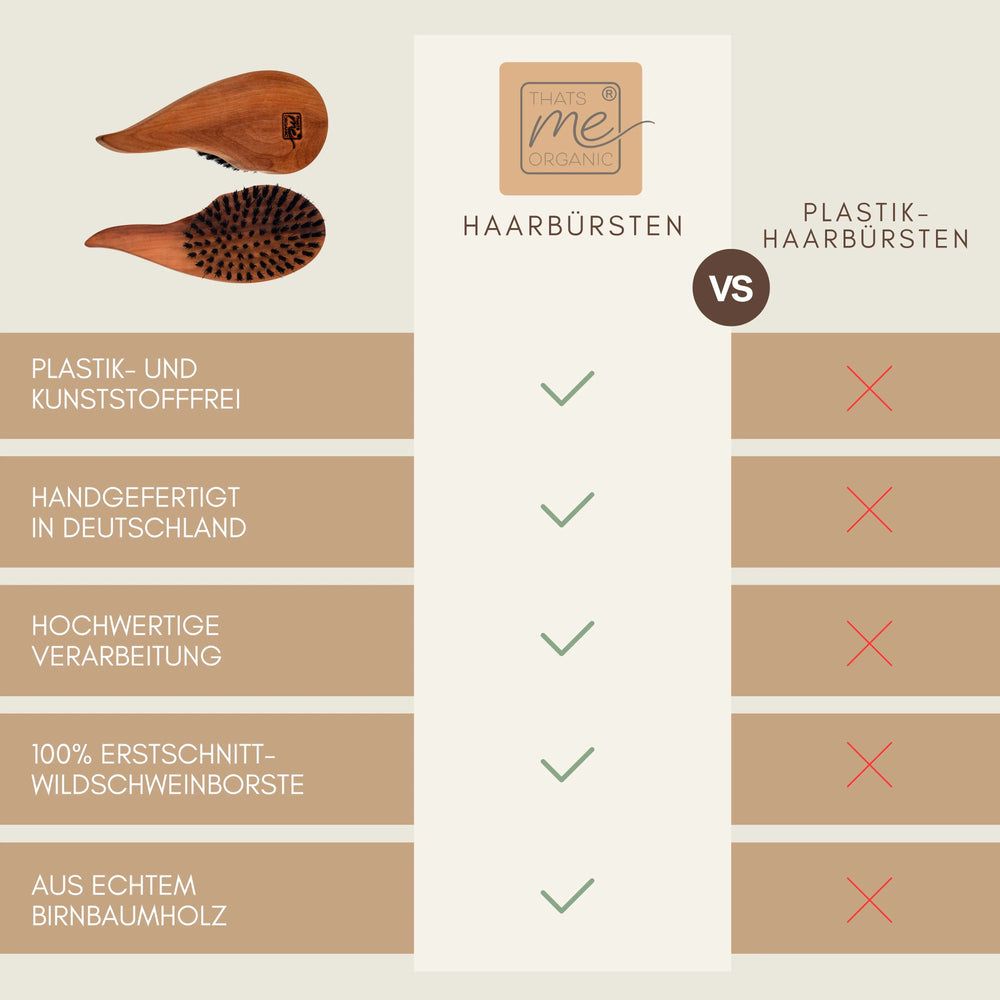 Profi-Haarbürste Tropfenform "Die Außergewöhnliche" aus Birnbaumholz & Wildschweinborste
