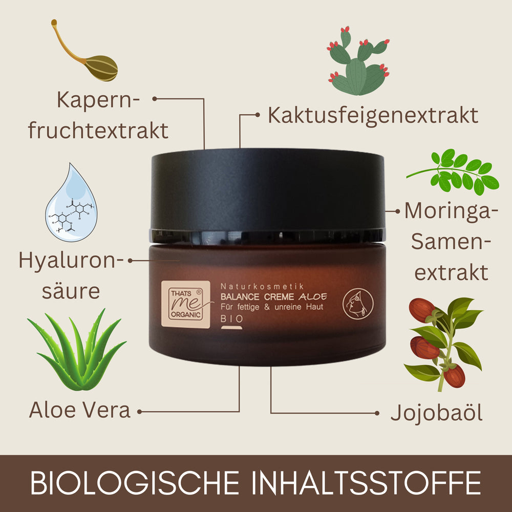 BIO-BALANCE-CREME Aloe für fettige + unreine +glänzende Haut 50ml Naturkosmetik