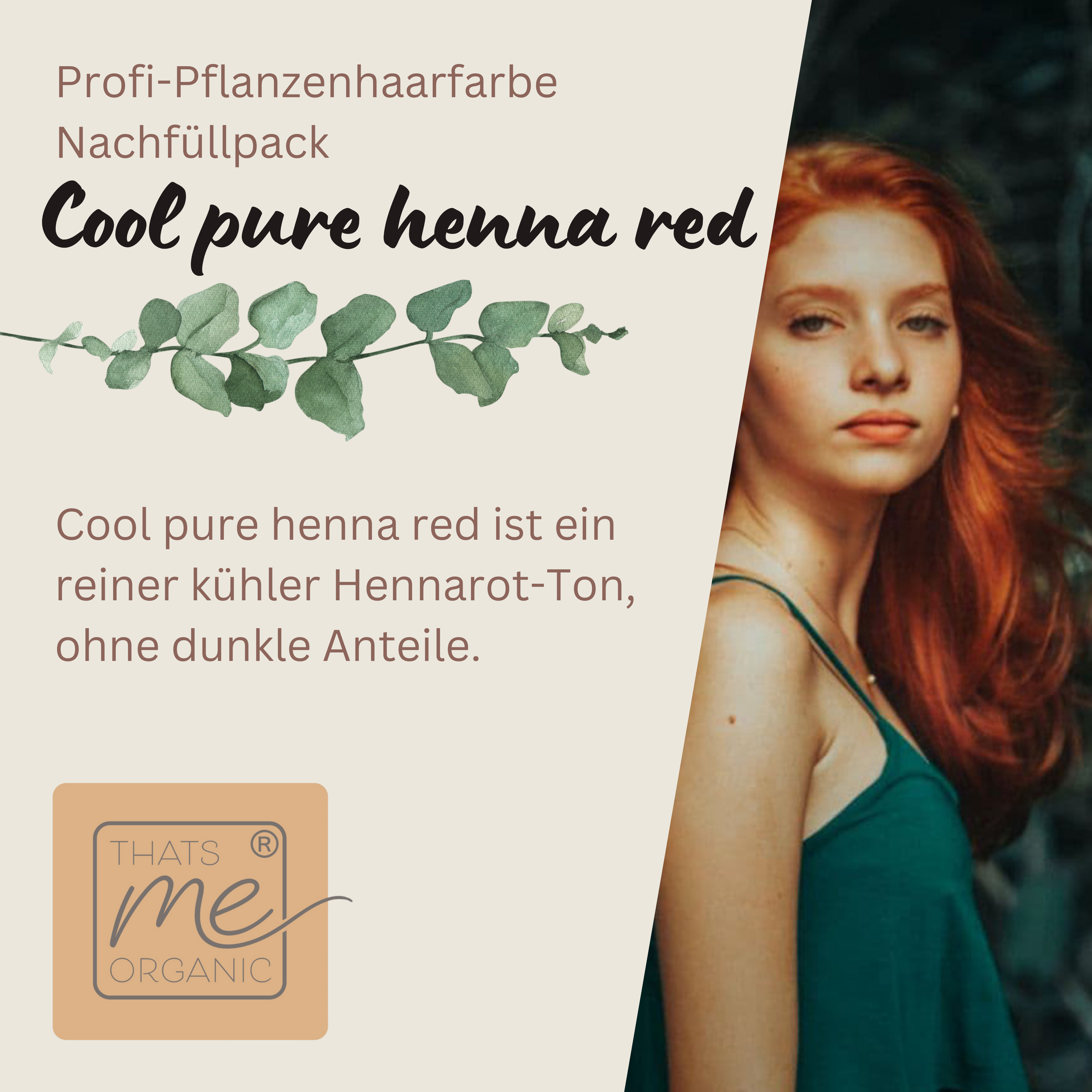 Profi-Pflanzenhaarfarbe "kaltes rotes Henna pur - cool pure henna red" 90g Nachfüllpack