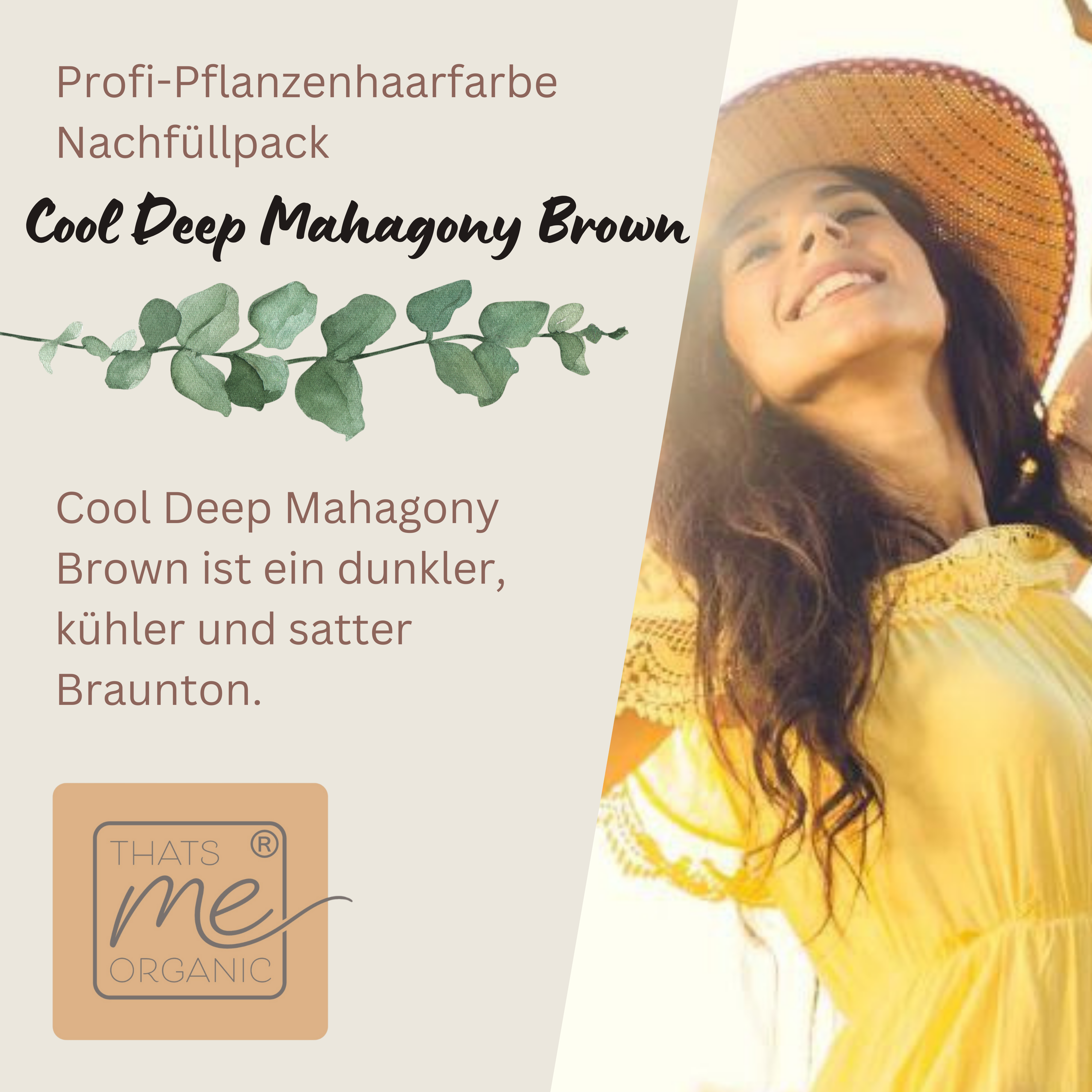 Profi-Pflanzenhaarfarbe kühles dunkles Mahagony-Braun "cool deep mahagony brown" 90g Nachfüllpack