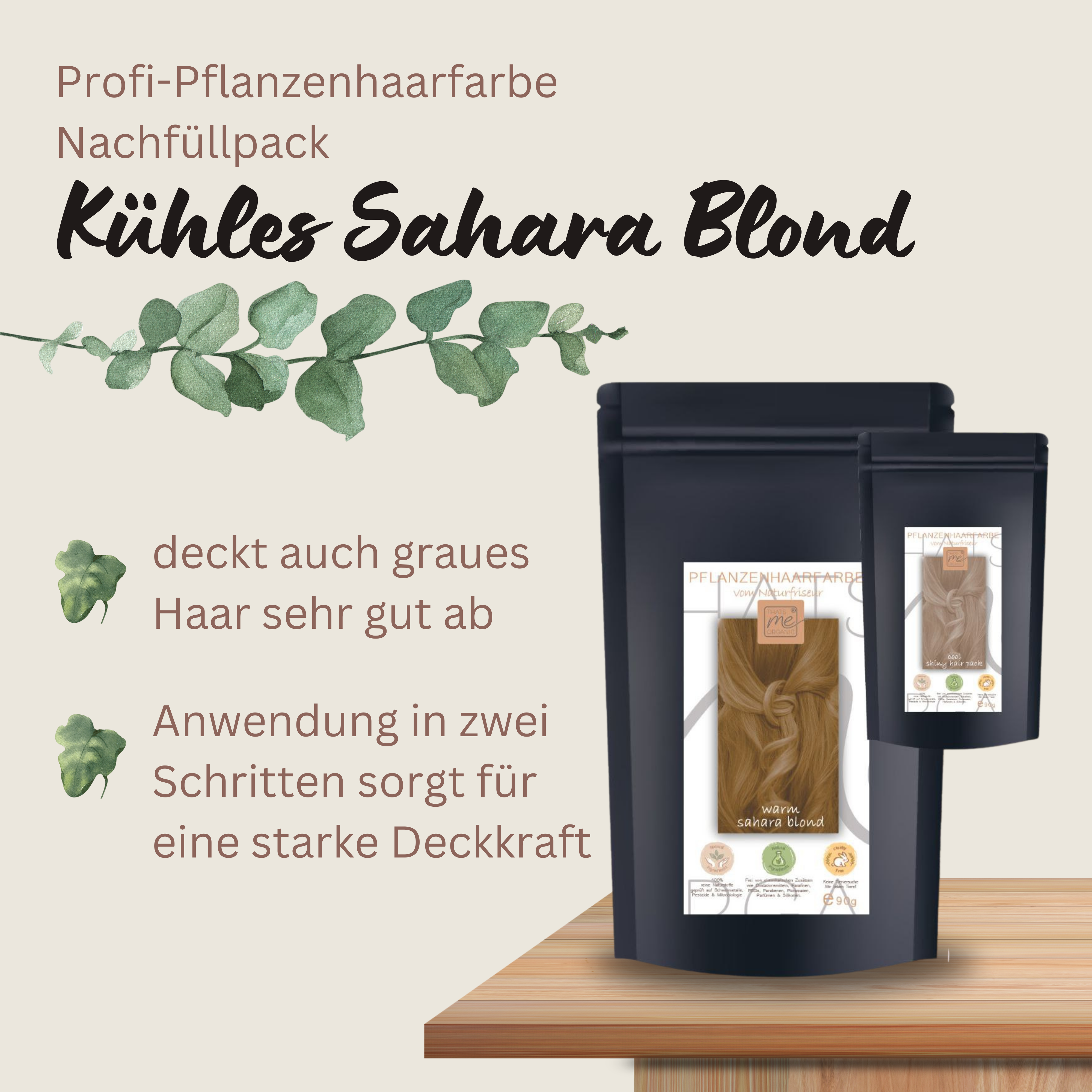 Profi-Pflanzenhaarfarbe kühles Sahara-Blond "cool sahara blond in 2-Steps" 2x 90g Nachfüllpacks