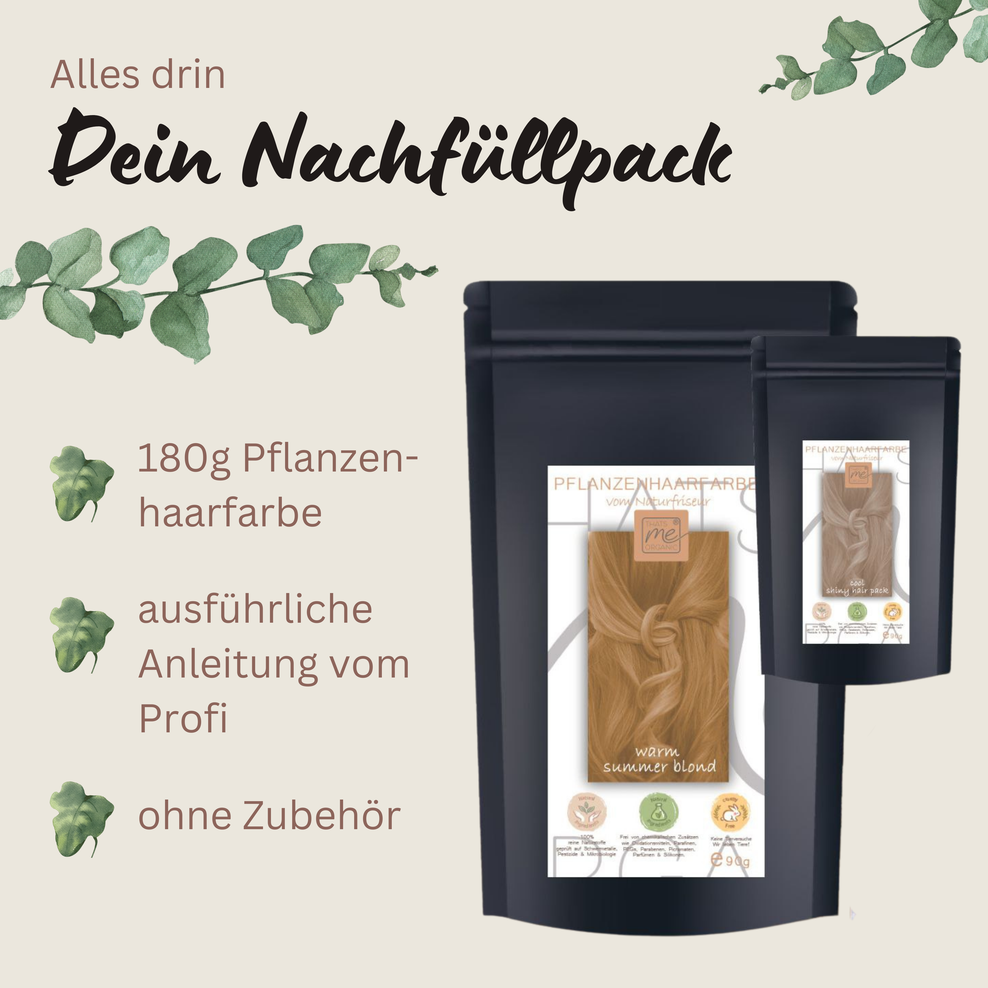 Profi-Pflanzenhaarfarbe kühles Summer-Blond "cool summer blond in 2-Steps" 2x 90g Nachfüllpacks