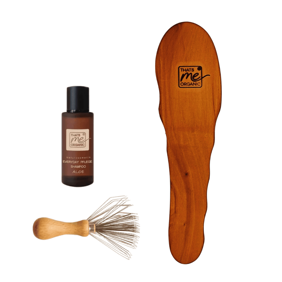 Spar Set Profi-Haarbürste Klassikform Die Ergonomische"  + Bürstenreiniger + Pflegeshampoo